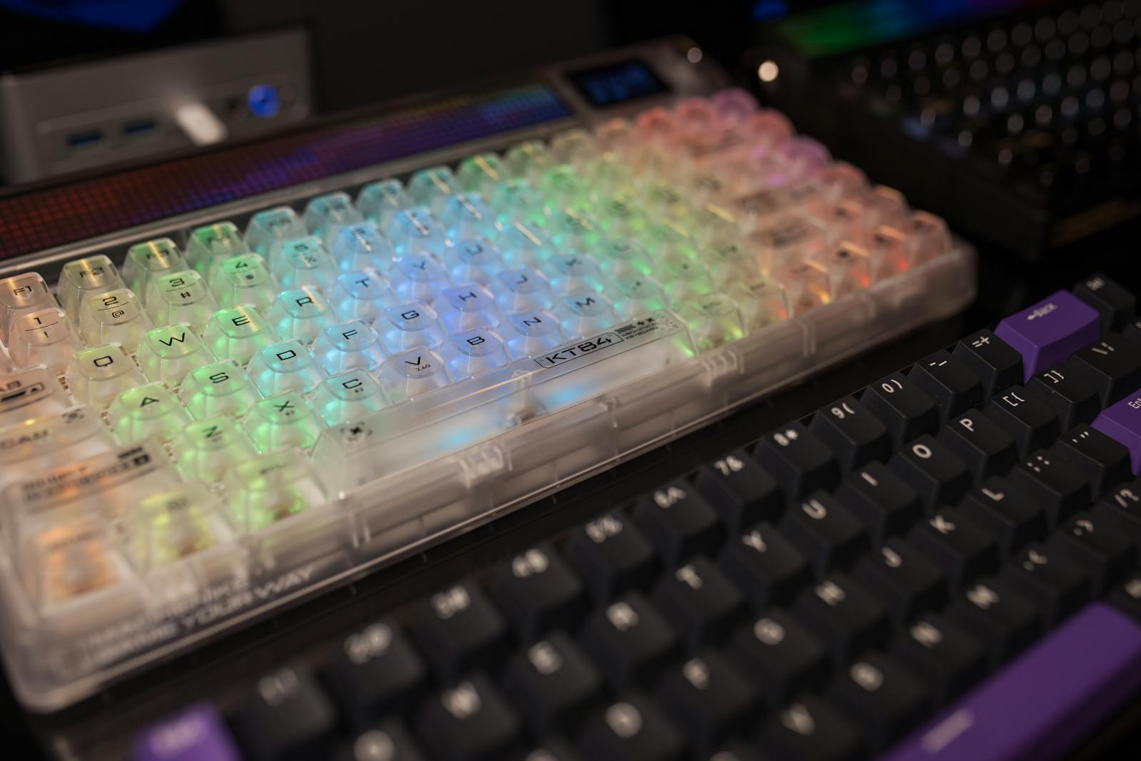 Macro photograph of a sculpted artisan keycap.